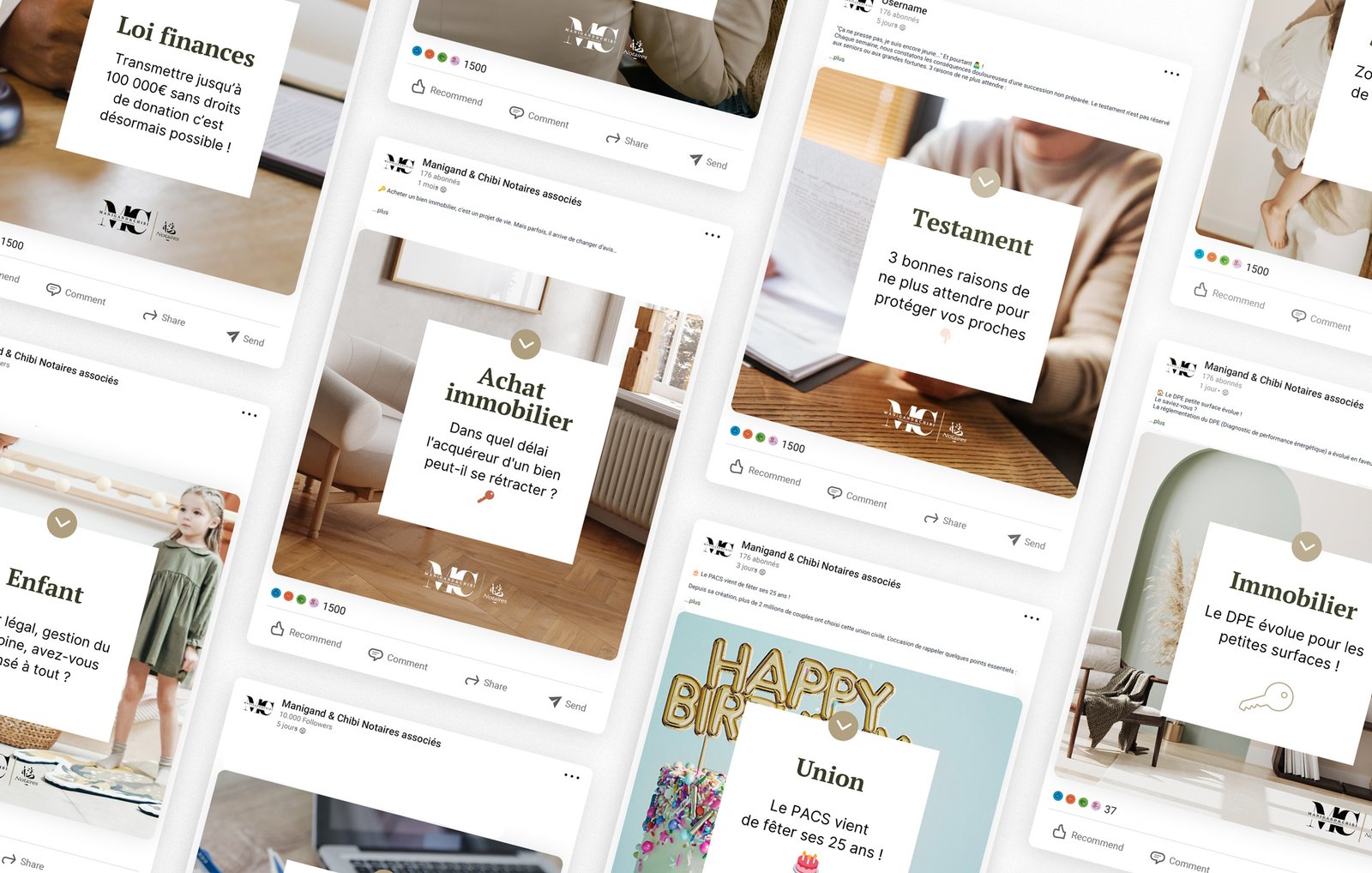 aperçu de plusieurs posts linkedin