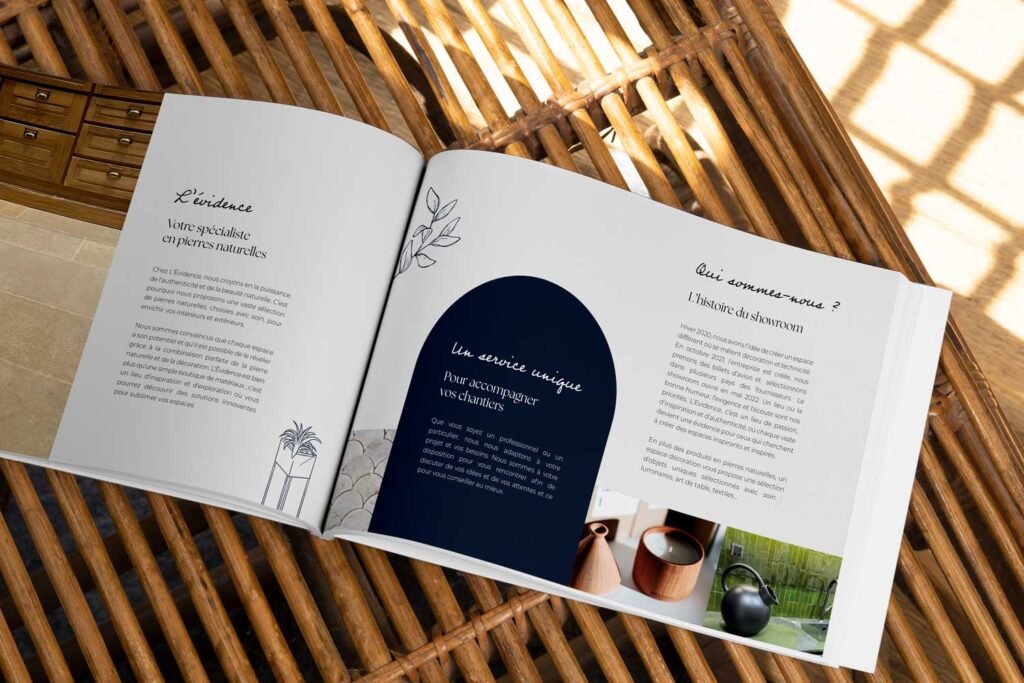 intérieur d'un catalogue de pierres naturelles