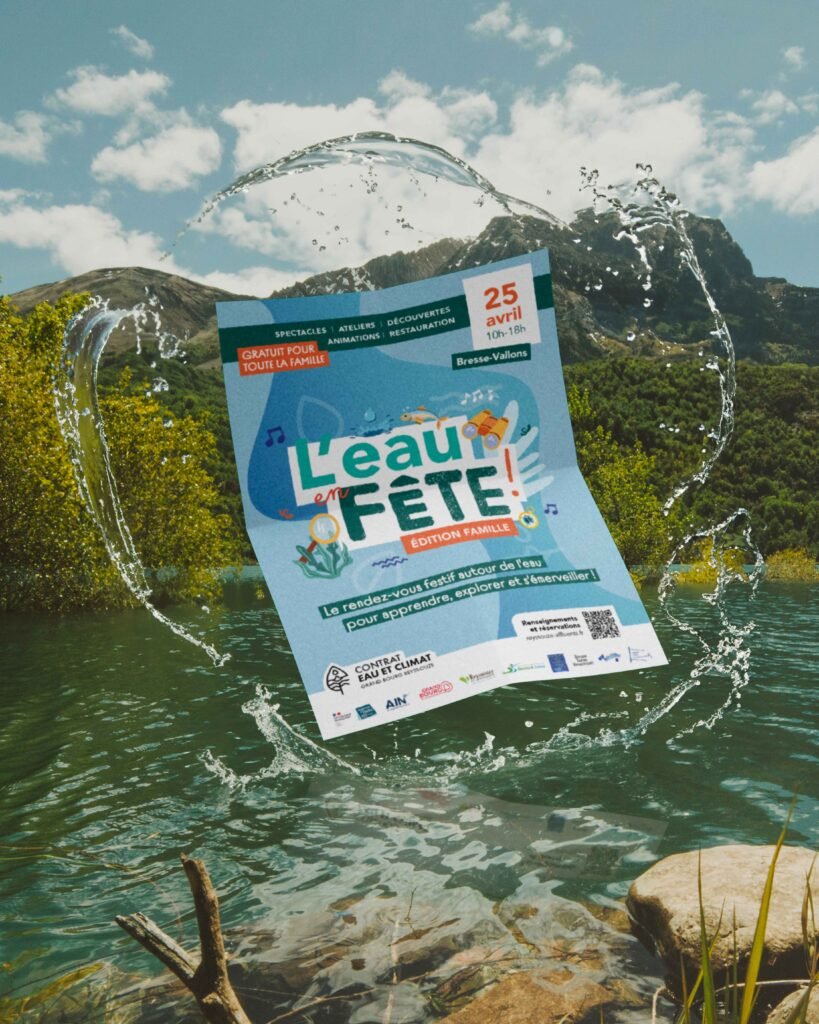 affiche pour la fête de l'eau reyssouze et affluents
